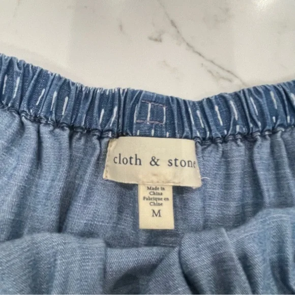 Cloth & Stone Blue Printed Off-Shoulder Women’s Romper - Picture 10 of 12